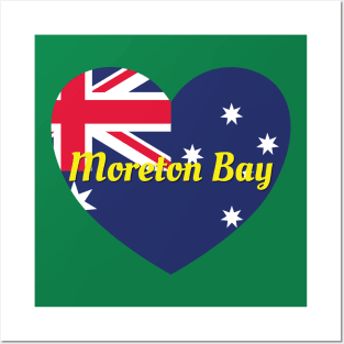 Moreton Bay QLD Australia Australian Flag Heart Posters and Art